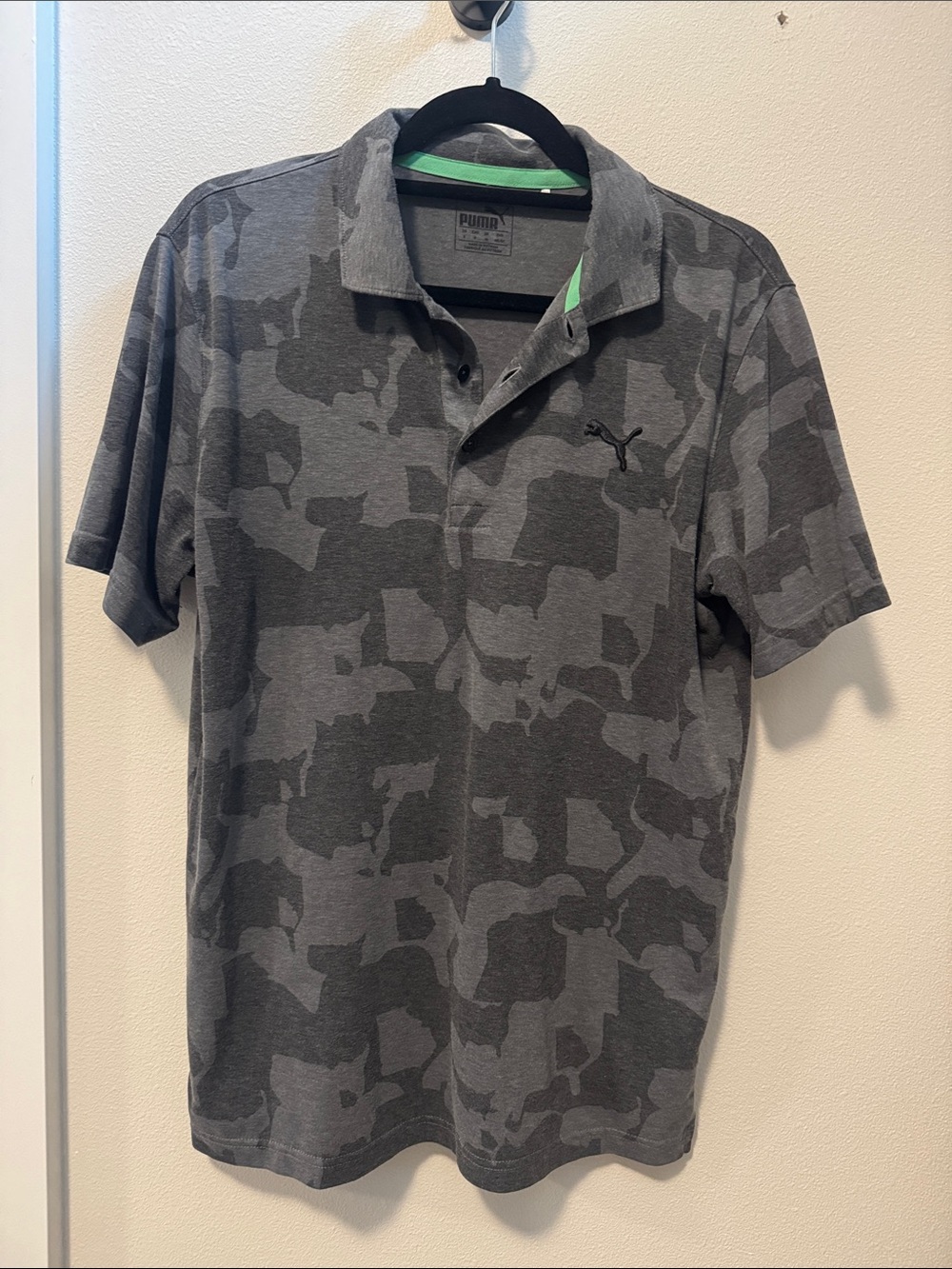 Puma Gray Camouflage Polo with Subtle Black Logo